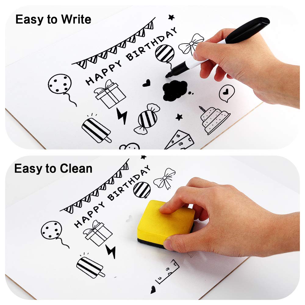 Dry Erase Lapboards, HERKKA 32 Pack Double Sided Dry Erase Lap Boards 9 x 12.5 Inch, 32 Markers, 32 Erasers, Small Dry Erase Boards for Students Classroom Teacher Supplies