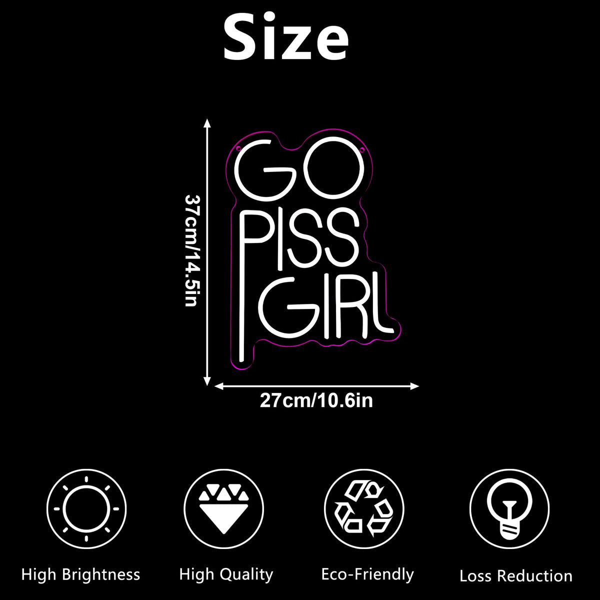 GO PISS GIRL Neon Sign Funny Dimmable LED Light Up Sign Pink Aesthetic Pop Culture Wall Decor for Dorm Room, College Apartment, Bathroom, Party, Birthday Gift, USB Powered(14.5 * 10.6in)