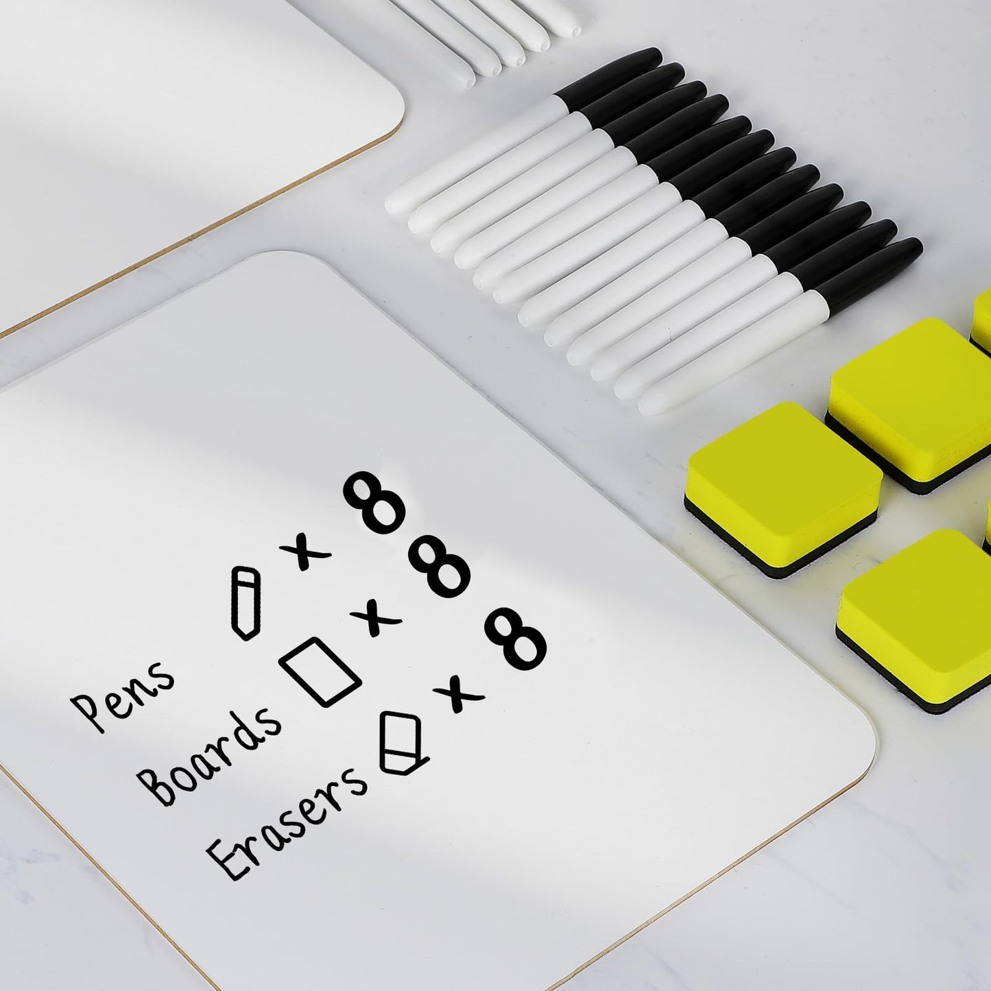 Dry Erase Lapboards, HERKKA 8 Pack Double Sided Dry Erase Lap Boards 9 x 12.5 Inch, 8 Markers, 8 Erasers, Small Dry Erase Boards for Classroom Supplies