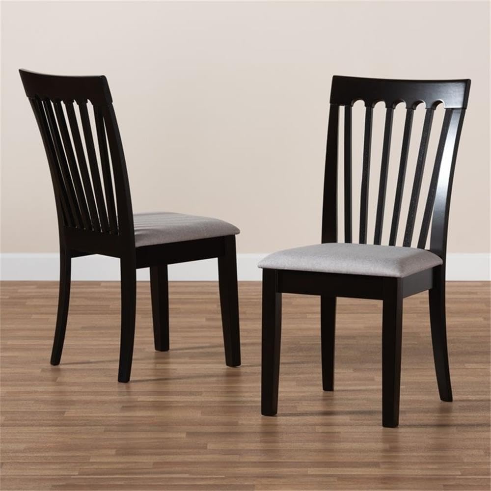 Baxton Studio Minette Modern and Contemporary Gray Fabric Upholstered and Espresso Brown Finished Wood 2-Piece Dining Chair Set