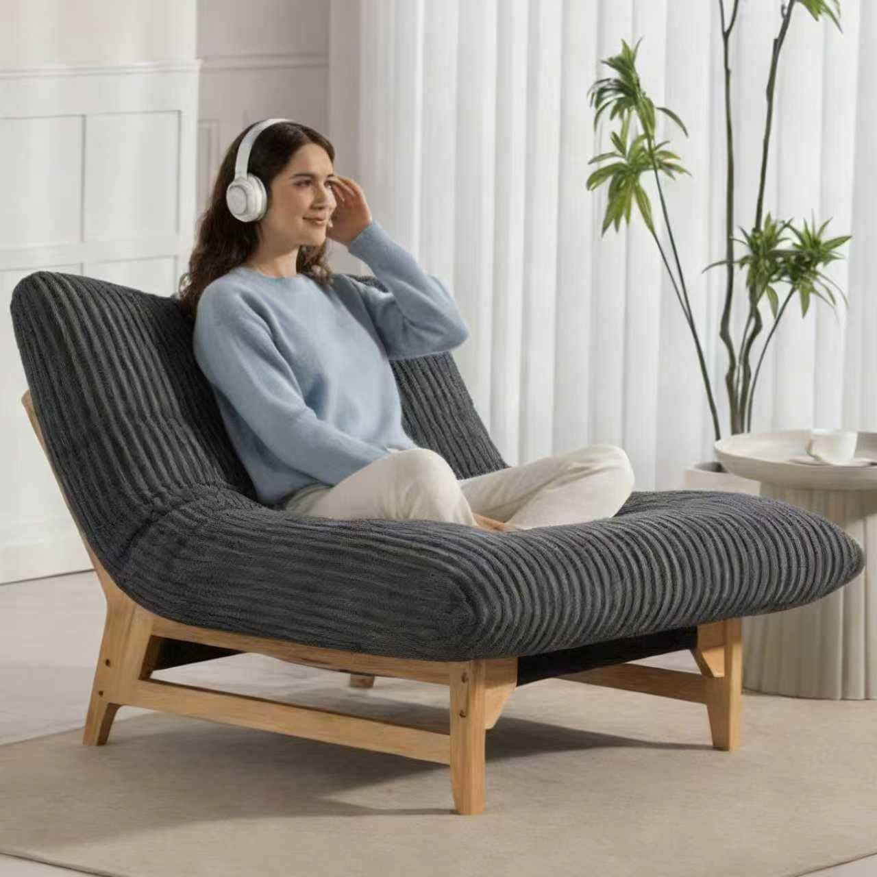 Ningering Giant Cloud Lounge Accent Chair for Reading, Big Comfy Cloud Chair with Frame for Living Room Bedroom Patio, Corduroy|Oversized|44 Inch (Dark Grey)