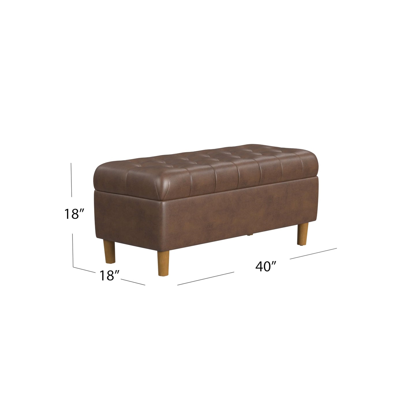 HomePop 40" Ainsley Button Tufted Storage Bench - Brown Faux Leather