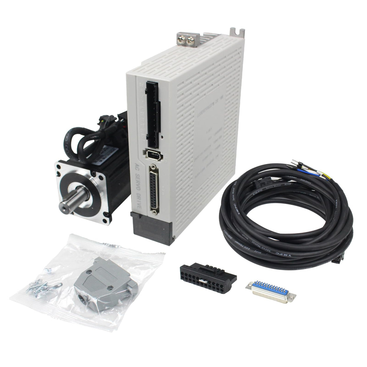 RATTMMOTOR YPMC-400W 220V Servo Motor Kit, Servo Motor with Servo Motor Driver and Brake Encoder Cable, CNC Controller Kit for CNC Engraver Milling Machine/Robot (with Brake)