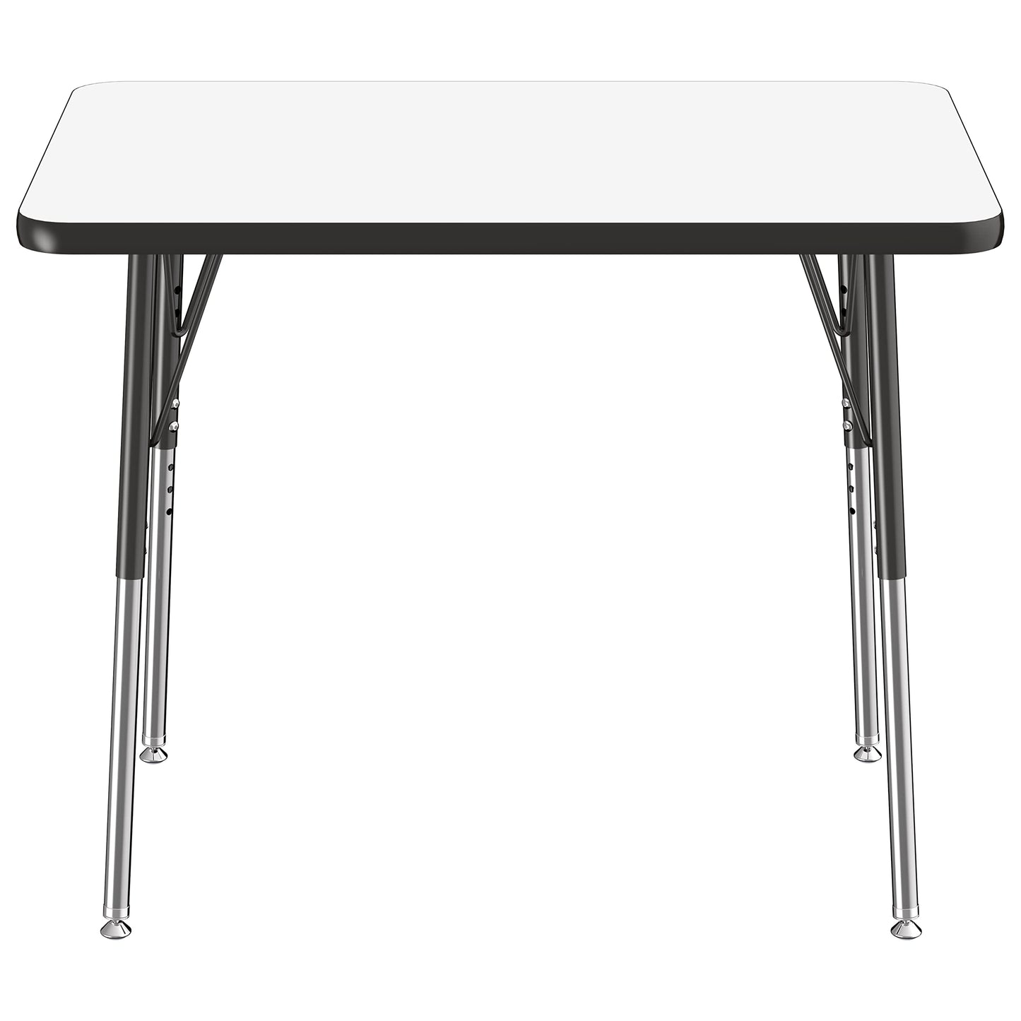 FDP Dry-Erase Rectangle Activity School and Office Table (24 x 36 inch), Standard Legs with Swivel Glides, Adjustable Height 19-30 inches; Quick Ship Single Box - Whiteboard Top and Black Edge