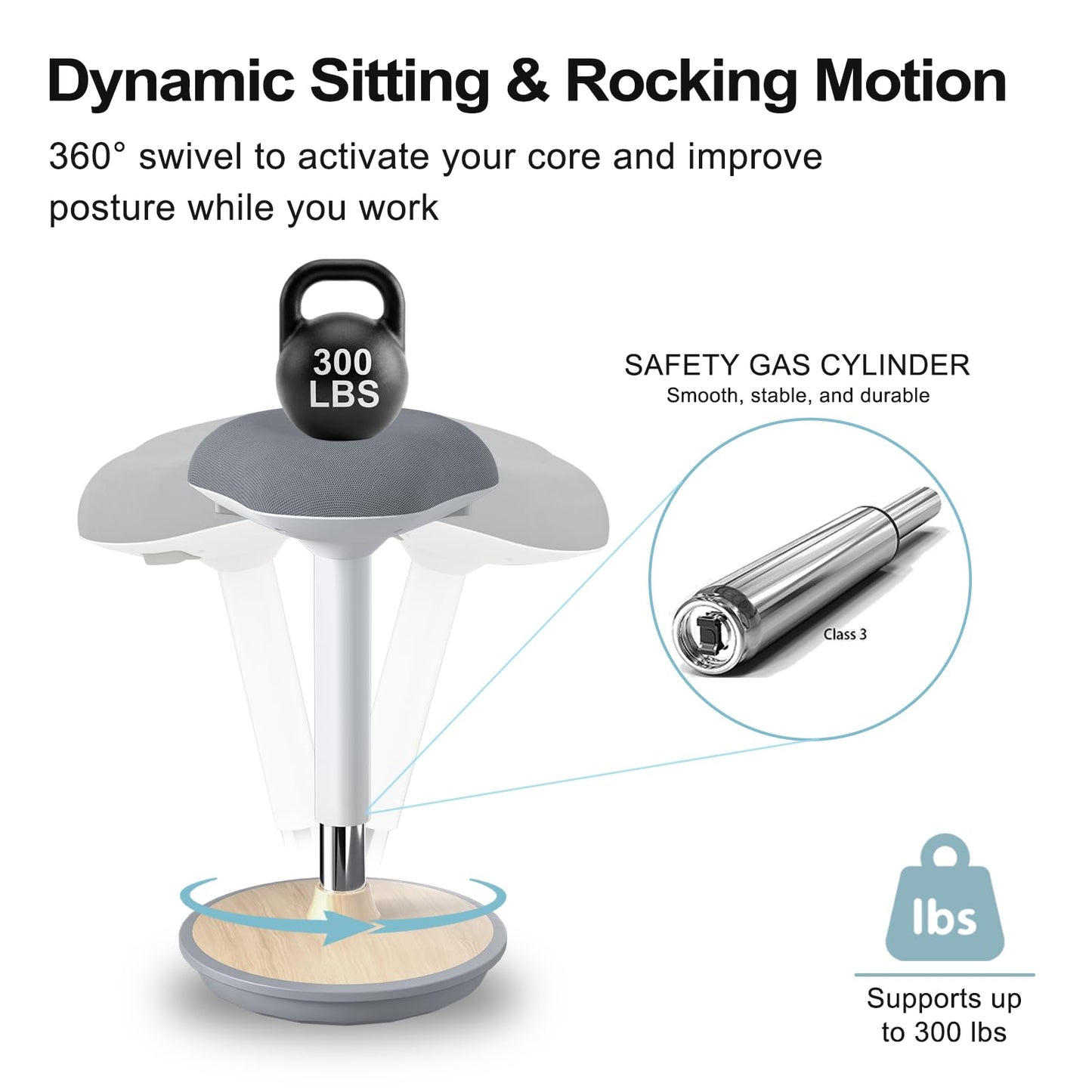 ERGO COLLECT Adult Wobble Stool - Anti-Fatigue Standing Desk Stool with 360° Rocking Non-Slip Curved Base, Height Adjustable 22-32 Inch Standing Chair for Home & Office,Light Wood