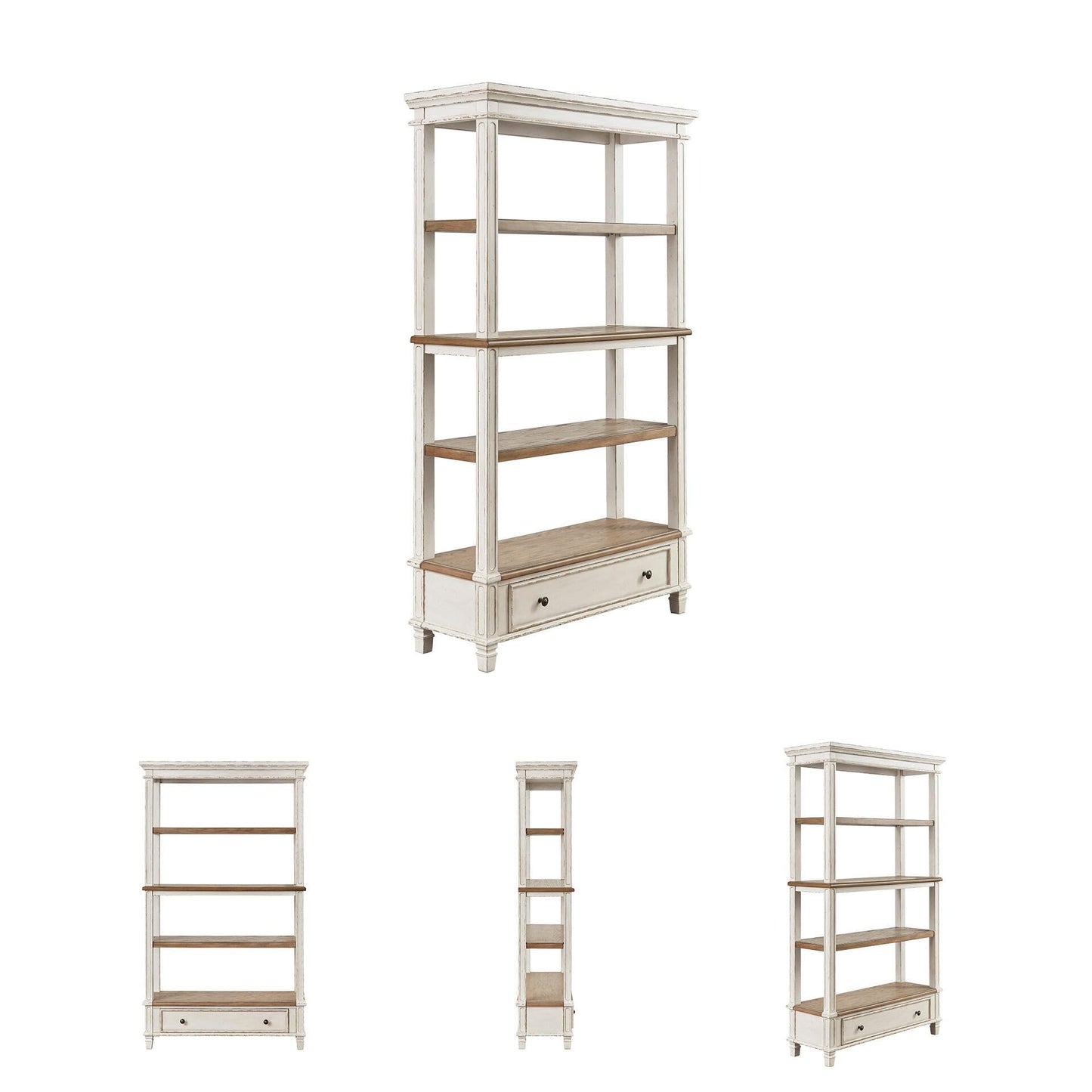 Signature Design by Ashley Realyn French Country 75" Bookcase with Drawer, Chipped White