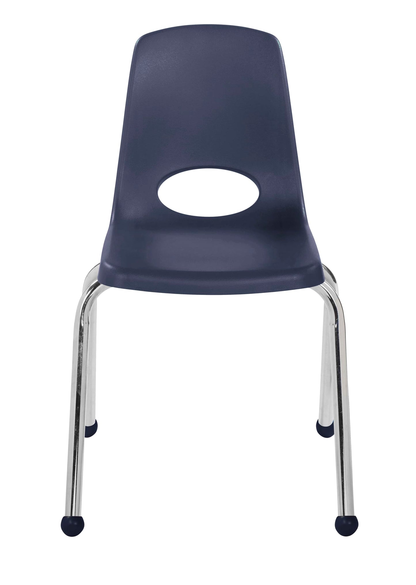 FDP 16" School Stack Chair, Stacking Student Seat with Chromed Steel Legs and Ball Glides For In-Home Learning or Classroom - Navy (4-Pack), 10382-NV