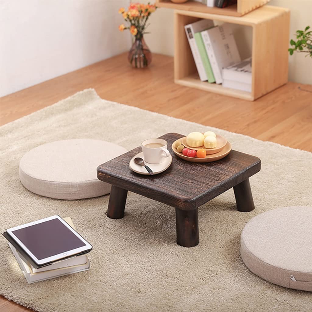 GHHDPXM Bay Window Square Coffee Table Zen Tea Low Table Retro Japanese-Style Small Coffee Table Simple Table Low Stool (Size : 35x35x18cm)