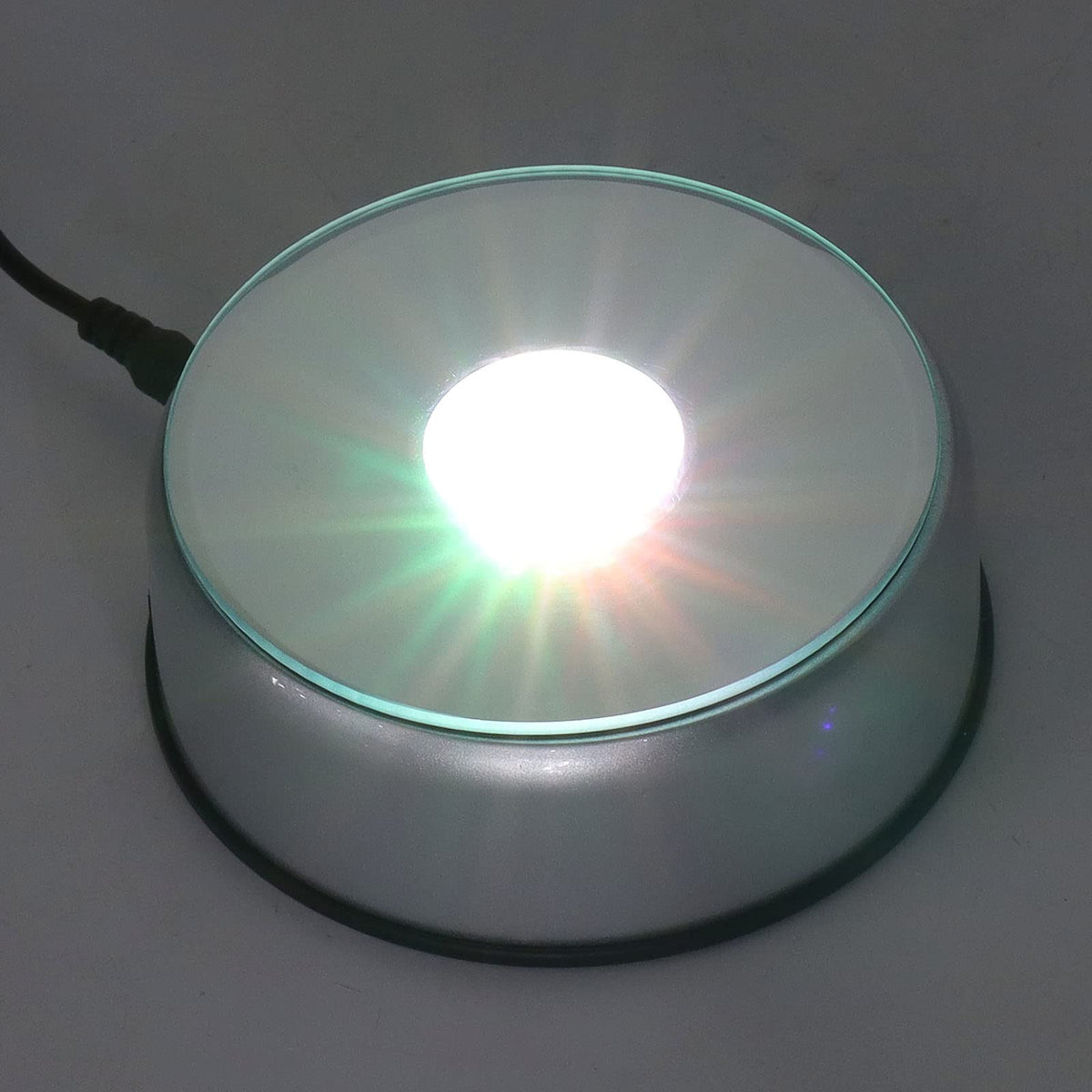 Hapivida LED Light Base, 360° Display Stand Light Rotating Display Base 80 Seconds Per Lap 3D Glass Crystal Art