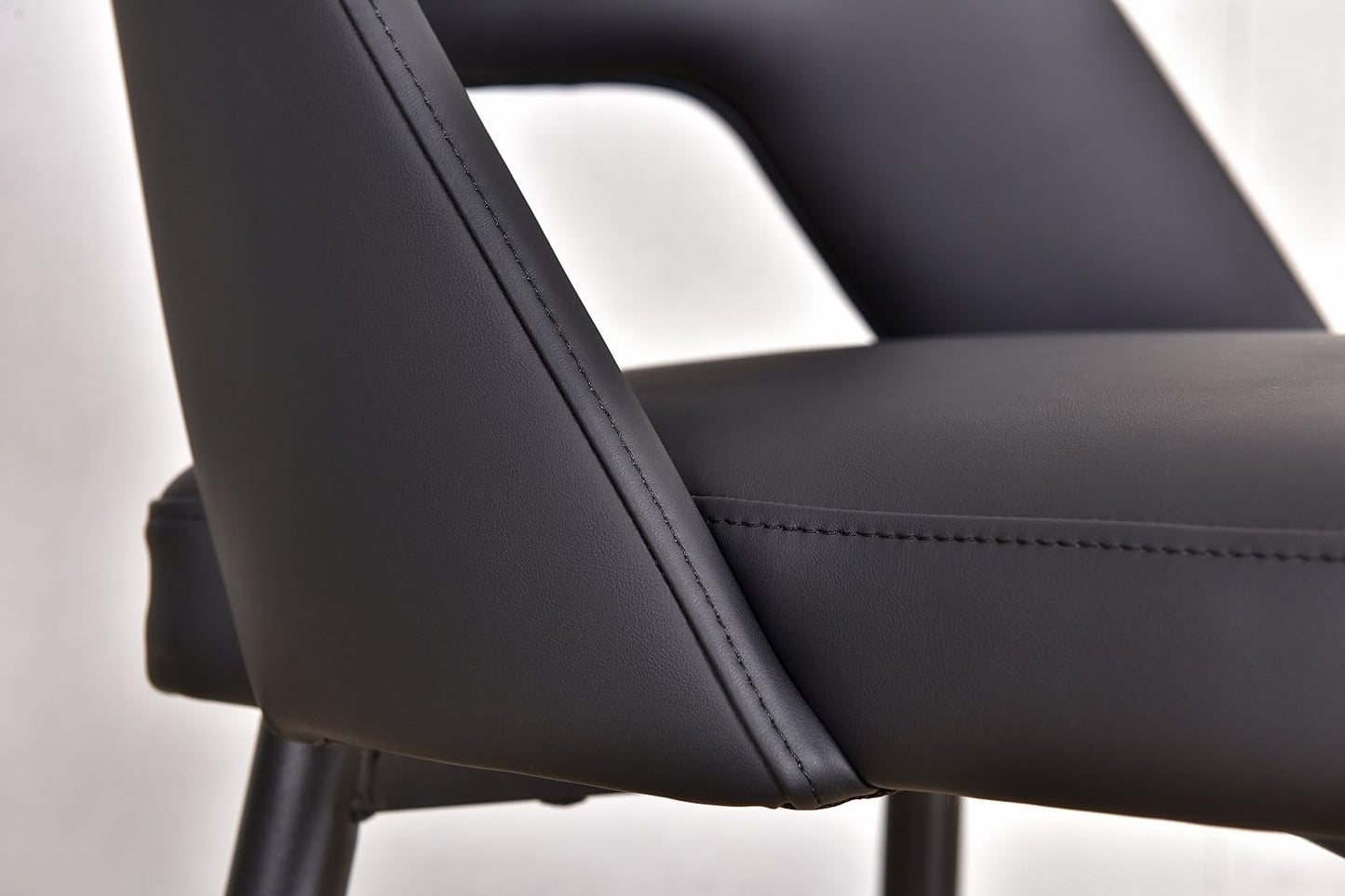 WilliamRock Deluxe Dining Chair: Luxurious Faux Leather, Sturdy Metal Legs, assembles in 5-8 Minutes. Ergonomic Comfort for Dining, Living Rooms, Studies, and Meeting Rooms (Black)
