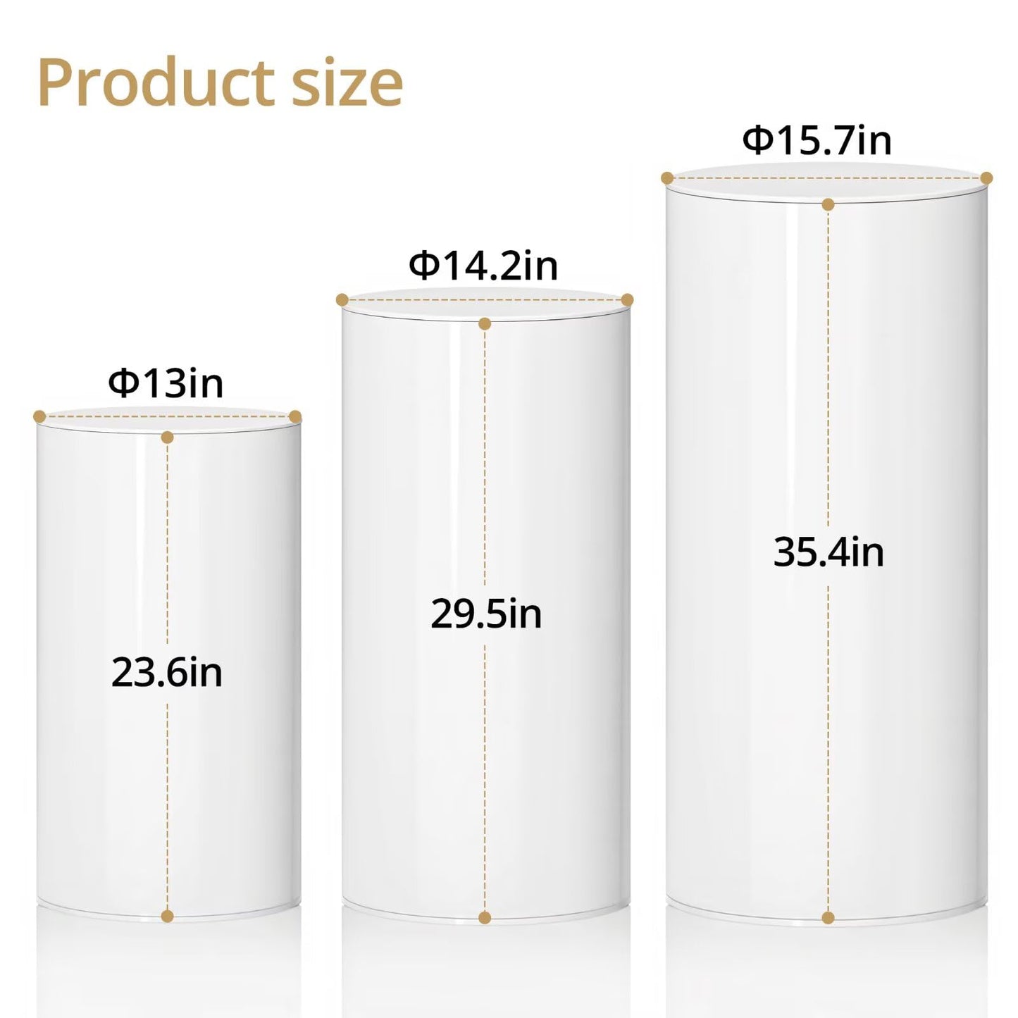 DOOMOOK 3Pcs White Cylinder Pedestal Stands, Thickened PVC Round Pedestal Display Plinth Pillars for Wedding Birthday Babyshower Decoration Art Decor