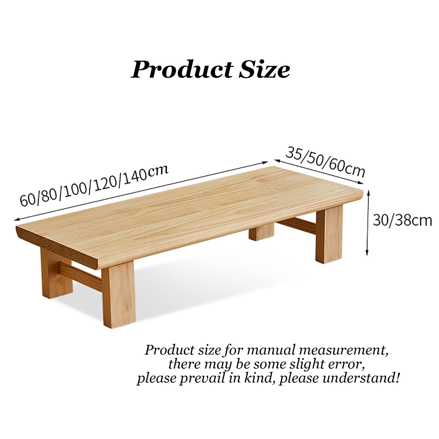 GHHDPXM Japanese Style Solid Wood Coffee Table for Meditation and Leisure Low Altar Table for Home Offices and Reception Room