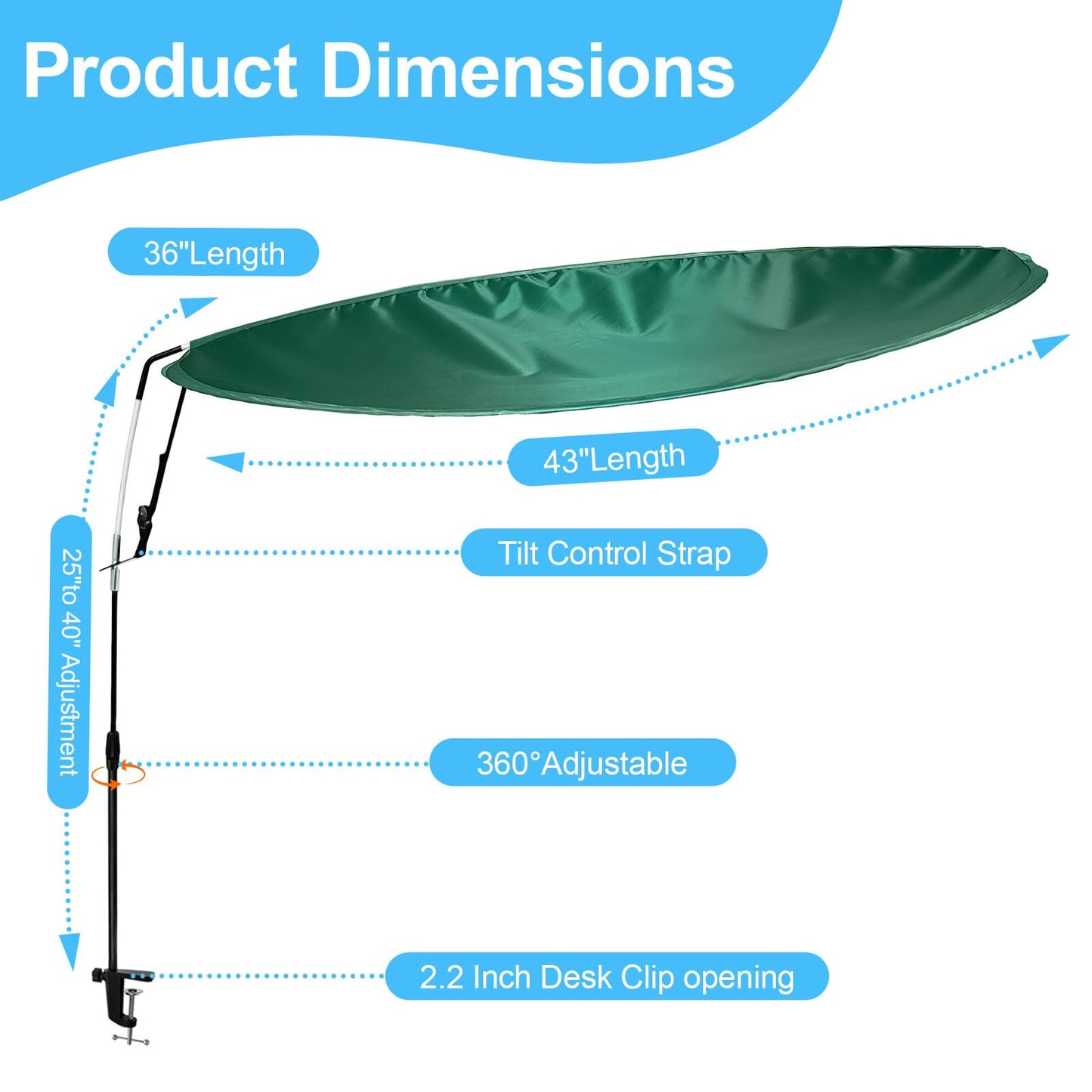 CKAGF Green Adjustable Office Cubicle & Desk Shade – Oval Design for Wider Coverage, Blocks Light and Distractions, Creates a Private and Comfortable Workspace