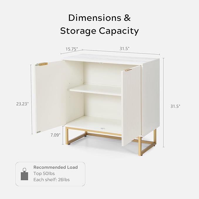 EYYTHUNG Fluted Storage Cabinets Set of 3, Sideboard Buffet Cabinet Modern
