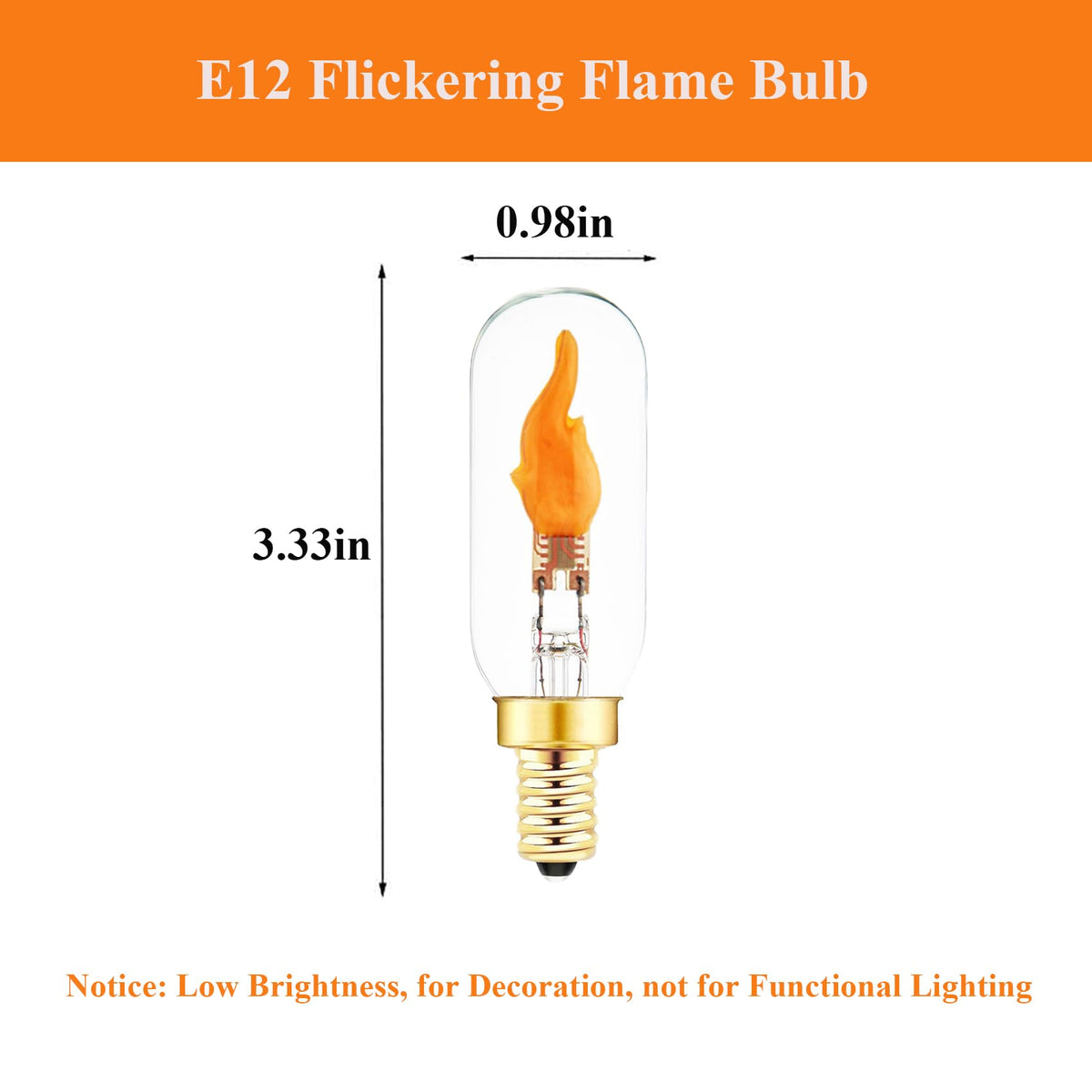 SHUWDKAR E12 Flickering Flame Bulb, Realistic Flame Effect LED Chandelier Candelabra Base, 2 Pack