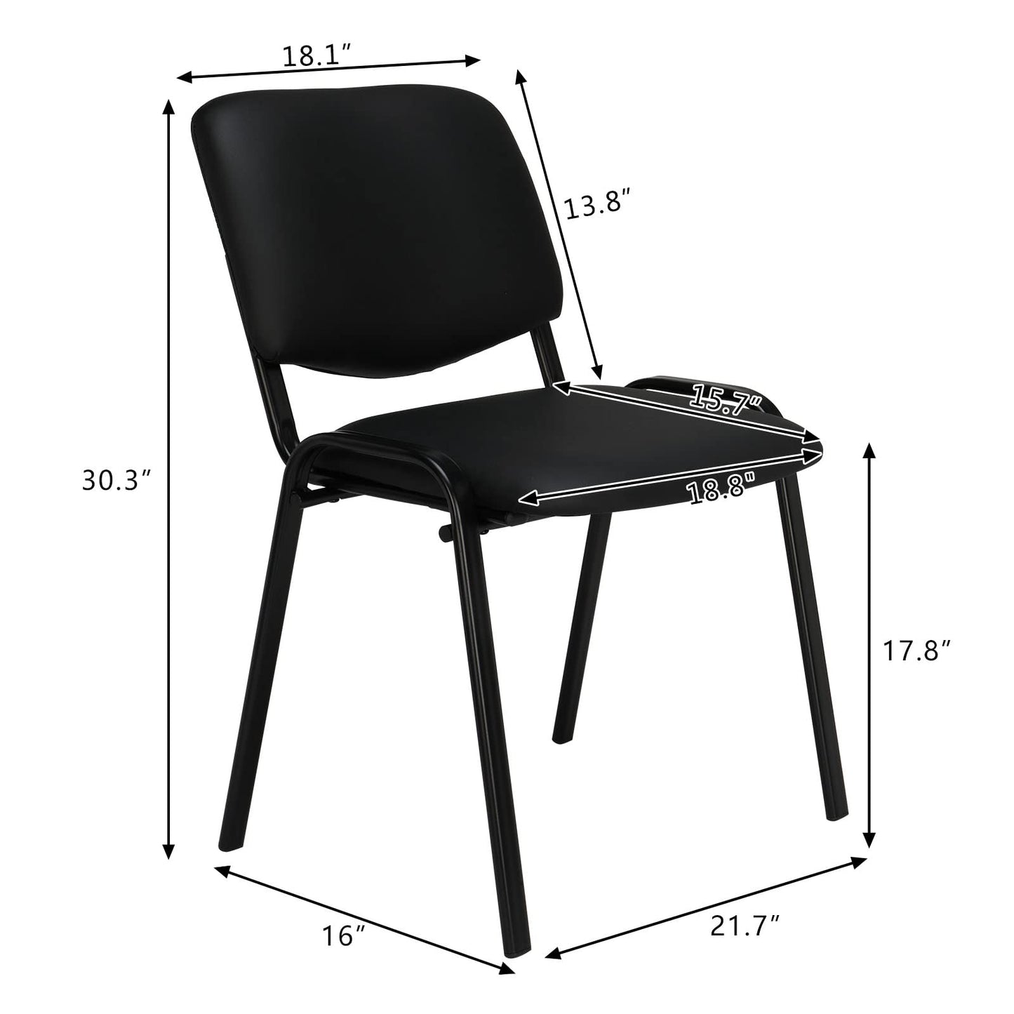 VINGLI Waiting Room Chairs, 5-Pack PU Church Conference Stackable, Office Guest Chairs & Reception Stacking Chair for Meeting Room, Office Lobby, Simple&Space-Saving
