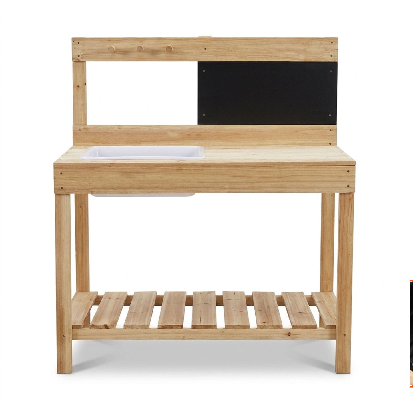 ZCCREATTIVE Children Wooden Potting Bench for Outdoor Indoor, with Sink, Blackboard, and Storage Shelves, 31 x 15 x 35 Inches,Kids Garden Work Table Workstation for Backyard Patio Lawn