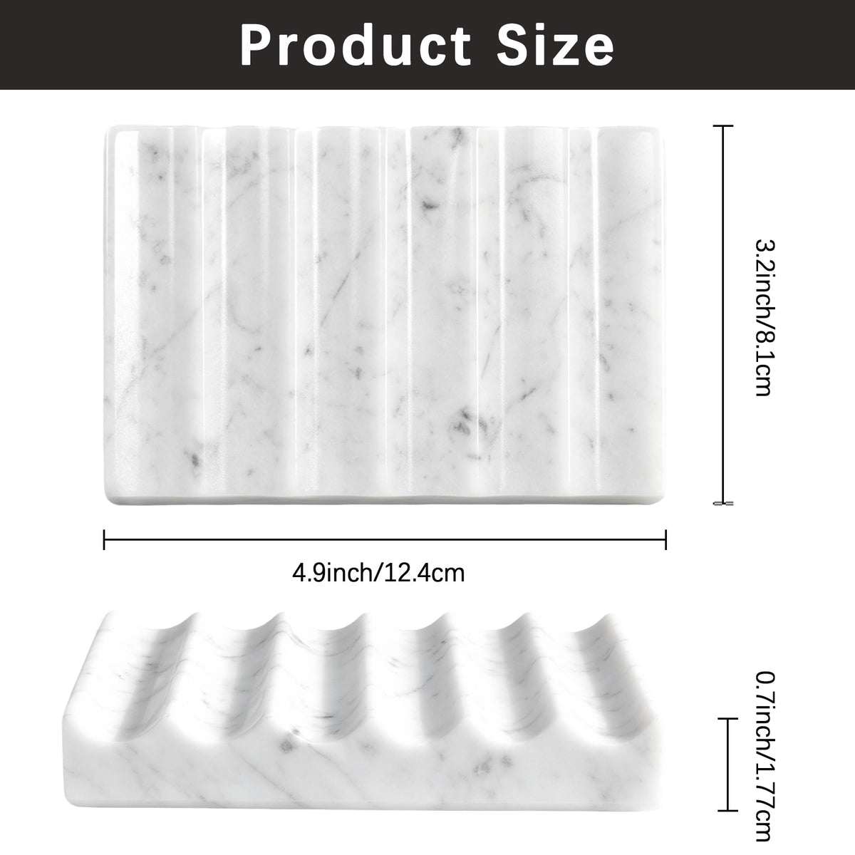 Soap Holder, Luxury Marble Soap Dish for Shower, Bathroom Tray with Creative Wavy Design,Easy Cleaning Marble Tray for Kitchen Sink