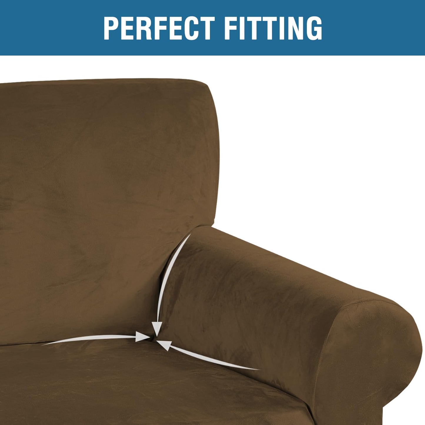 H.VERSAILTEX Stretch Velvet Loveseat Covers for 2 Cushion Couch Covers for Living Room Sofa Covers Slipcovers with Non Slip Straps Bottom, Ultra Thick Comfy Velour (Width 58"-72", Bronze Brown)