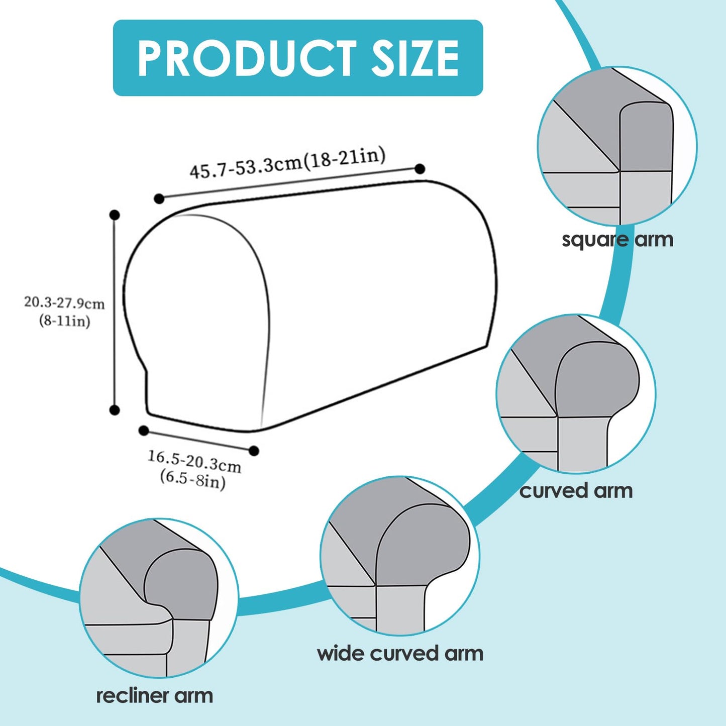 Sofa Arm Covers, 4PCS Couch Arm Covers for Sofa, Chair Armrest Cover with Twist Pins, Anti-Slip Scratch Stretch Couch for Reclining Square Curved Sloping Armrest Cover, Protective Cloth, Navy Blue