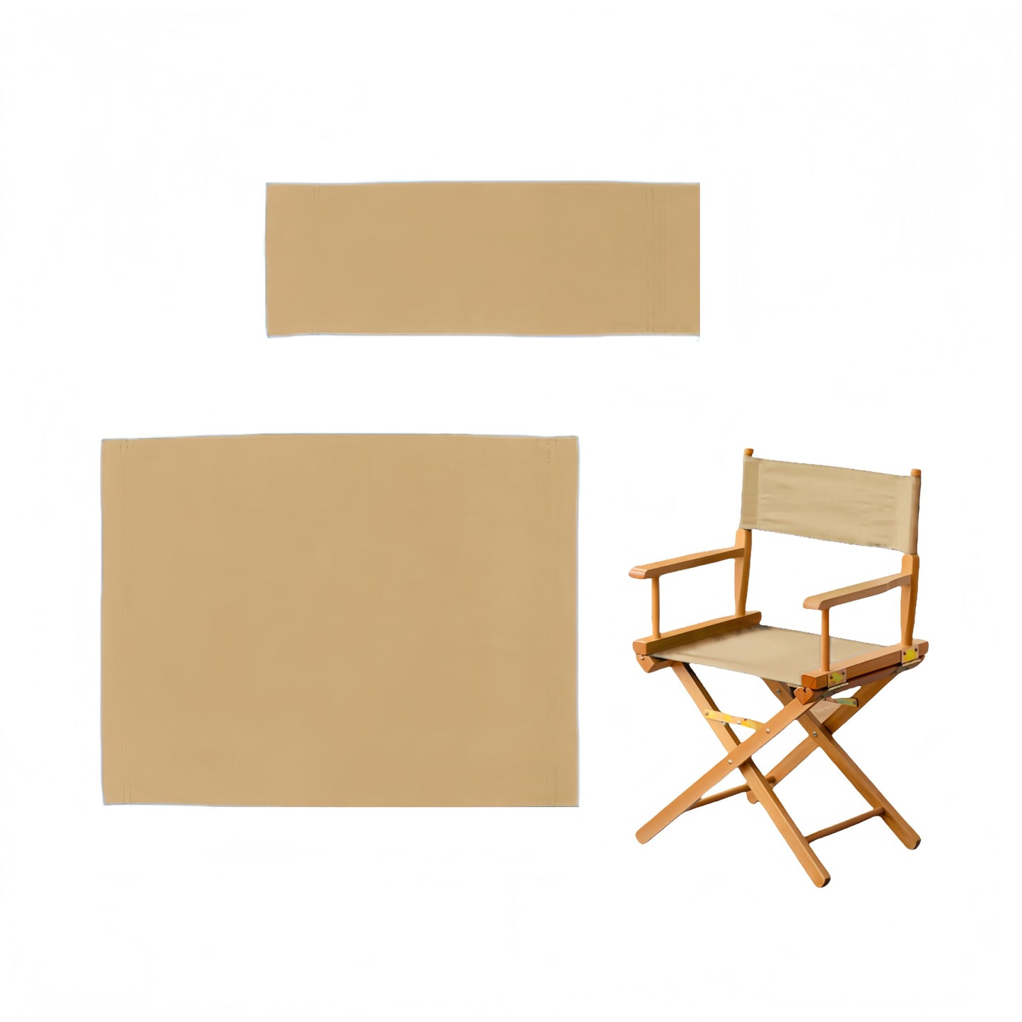 Wonafa 1 Set Director Chair Canvas Replacement with Wood Stick,18.9''L X 15''W Portable Replacement Cover Canvas for Directors Chair (Khaki)