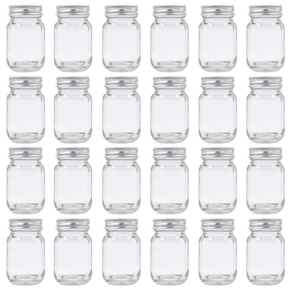U Pack 2oz Mason Jar with Silver Lid for Honey Jam Spice Pack of 24 Sets