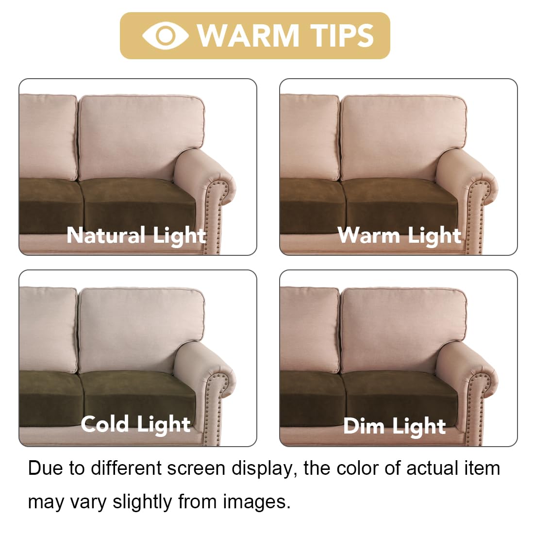 H.VERSAILTEX Velvet Stretch Couch Cushion Cover Plush Cushion Slipcover for Chair Loveseat Sofa Cushion Furniture Protector Seat Cushion Sofa Cover (3 Piece XL Sofa Cushion Covers, Bronze Brown)