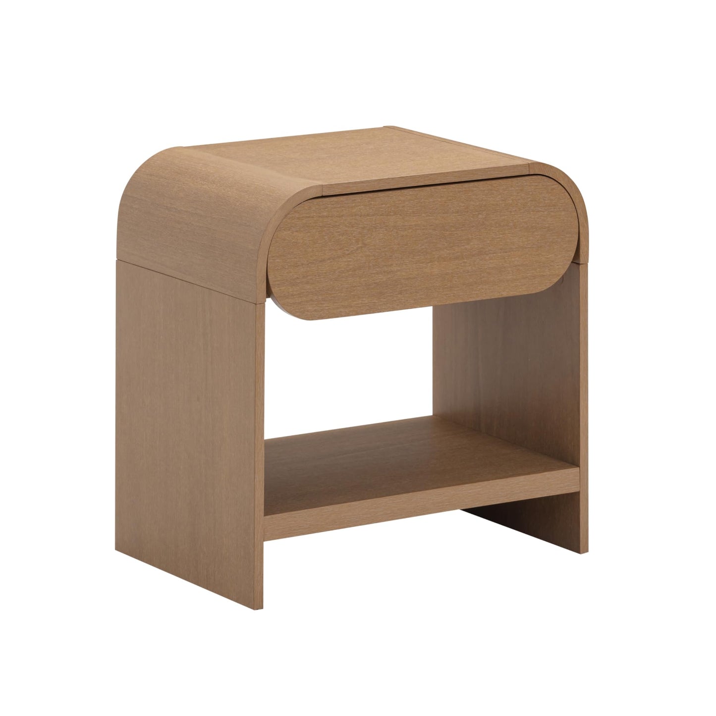Nathan James Iris Mid-Century Modern Nightstand with Drawer, Wooden Bedside Table for Bedroom or Living Room with Rounded Silhouette