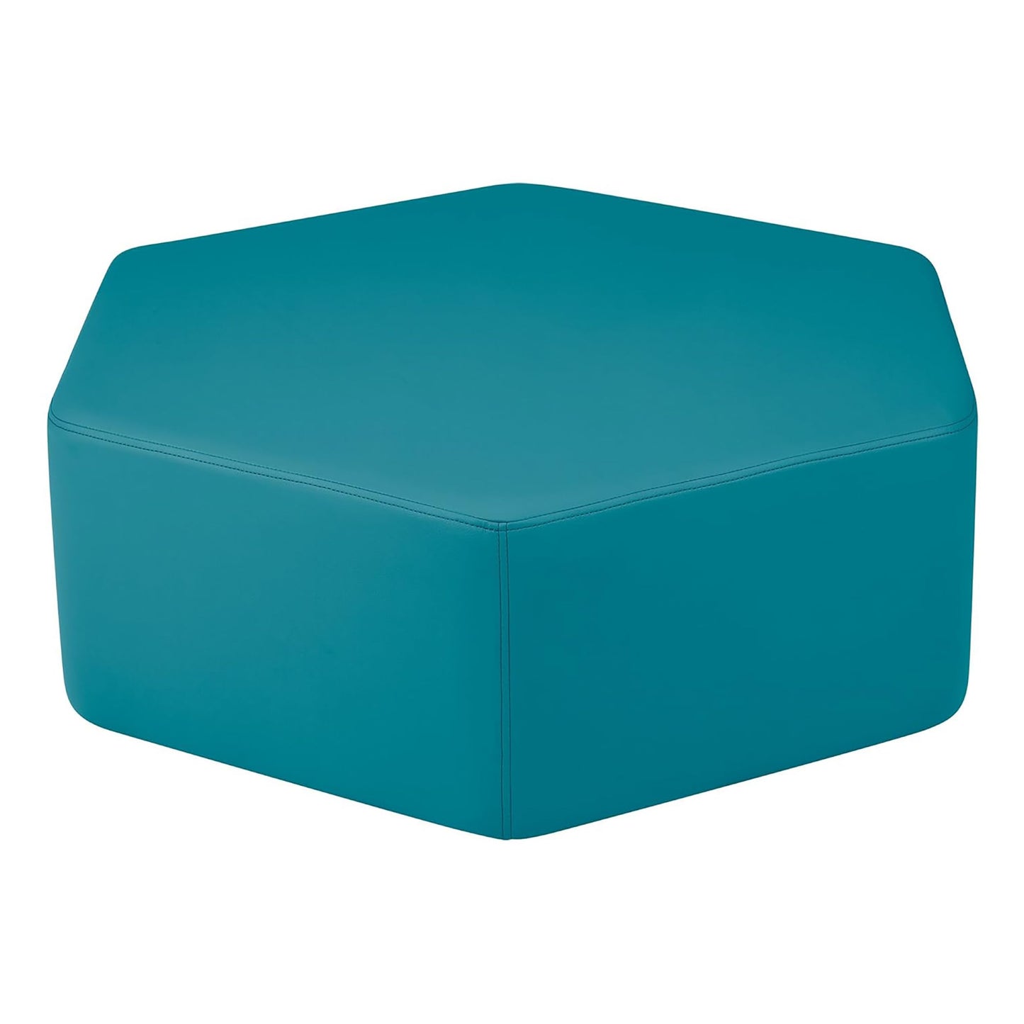 FDP Pro Series Hexagon Accent Ottoman (12" Height) Hand Upholstered Commercial Furniture for Hotel Lobby, Office, Restaurant, Home and More Collaborative and Configurable Seating - Teal
