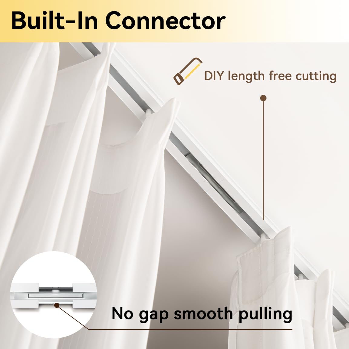 FELIDESIGN Curtain Track, Ceiling Curtain Track for Room Divider, Ceiling Mount Rail Set with Roller Hooks, White, 9ft - 12ft