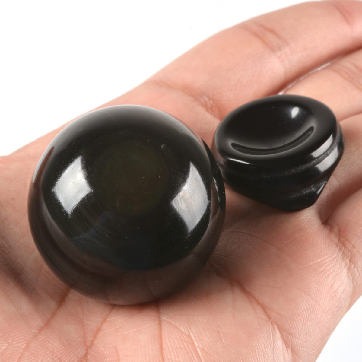 Justinstones Natural Gemstone Sphere Rainbow Obsidian Crystal Healing Chakra Meditation Home Office Decor Stone