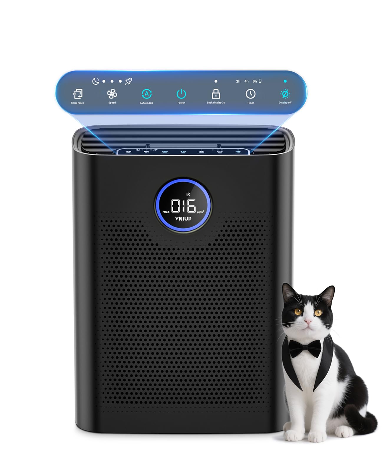 Air Purifiers for Home Large Room up to 3000 ft², VNIUP True Air Purifier for Bedroom, PM 2.5 Display Air Quality Sensor Air Cleaner for for Whole Home Dorm Room Bedroom Office, ZQA-8000A