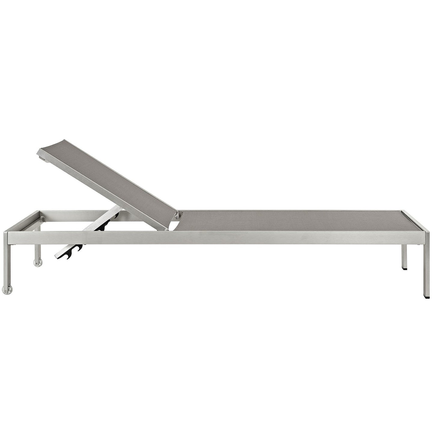 Modway Shore Aluminum Textilene® Mesh Outdoor Patio Six Poolside Chaise Lounge Chairs in Silver Gray
