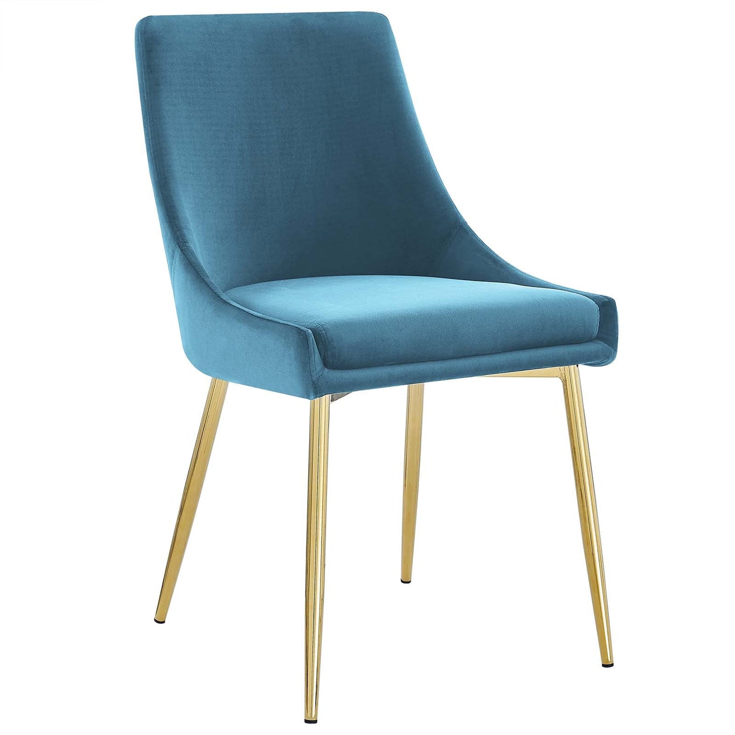 Viscount Performance Velvet Dining Chairs - Set of 2 in Gold Blue