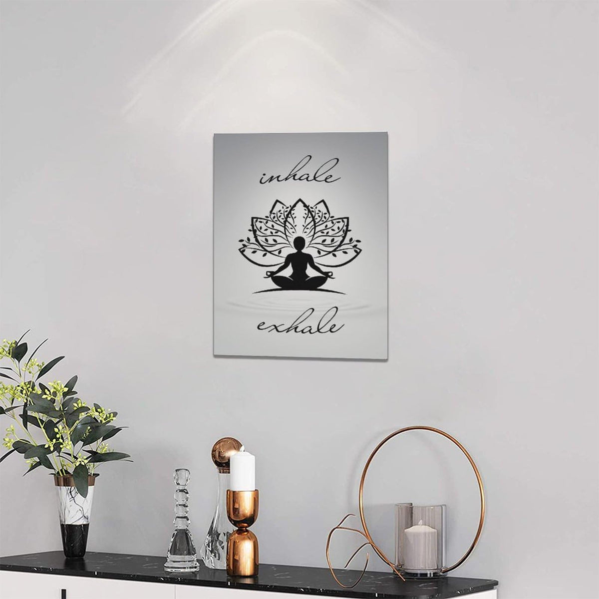 Inhale Exhale Wall Art Yoga Zen Meditation Pictures Decor Canvas Painting Print Modern Artwork Decorations Framed for Bathroom Living Room Bedroom 12 x 16 inch