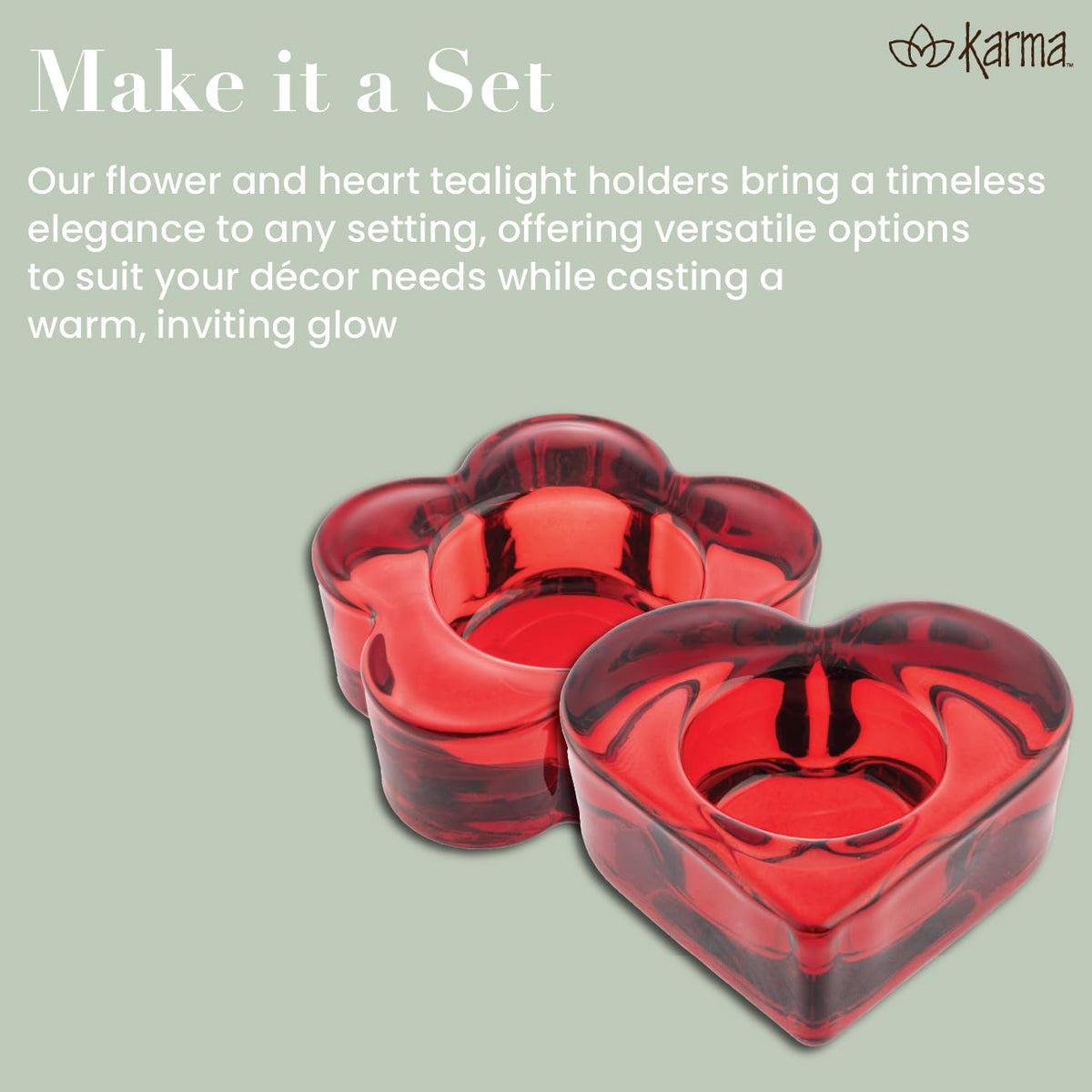 Karma, Glass Heart Tealight Holder, Chunky Glass Candle Holder Votive for Home and Party Decor, Wedding Table Centerpiece, Purple
