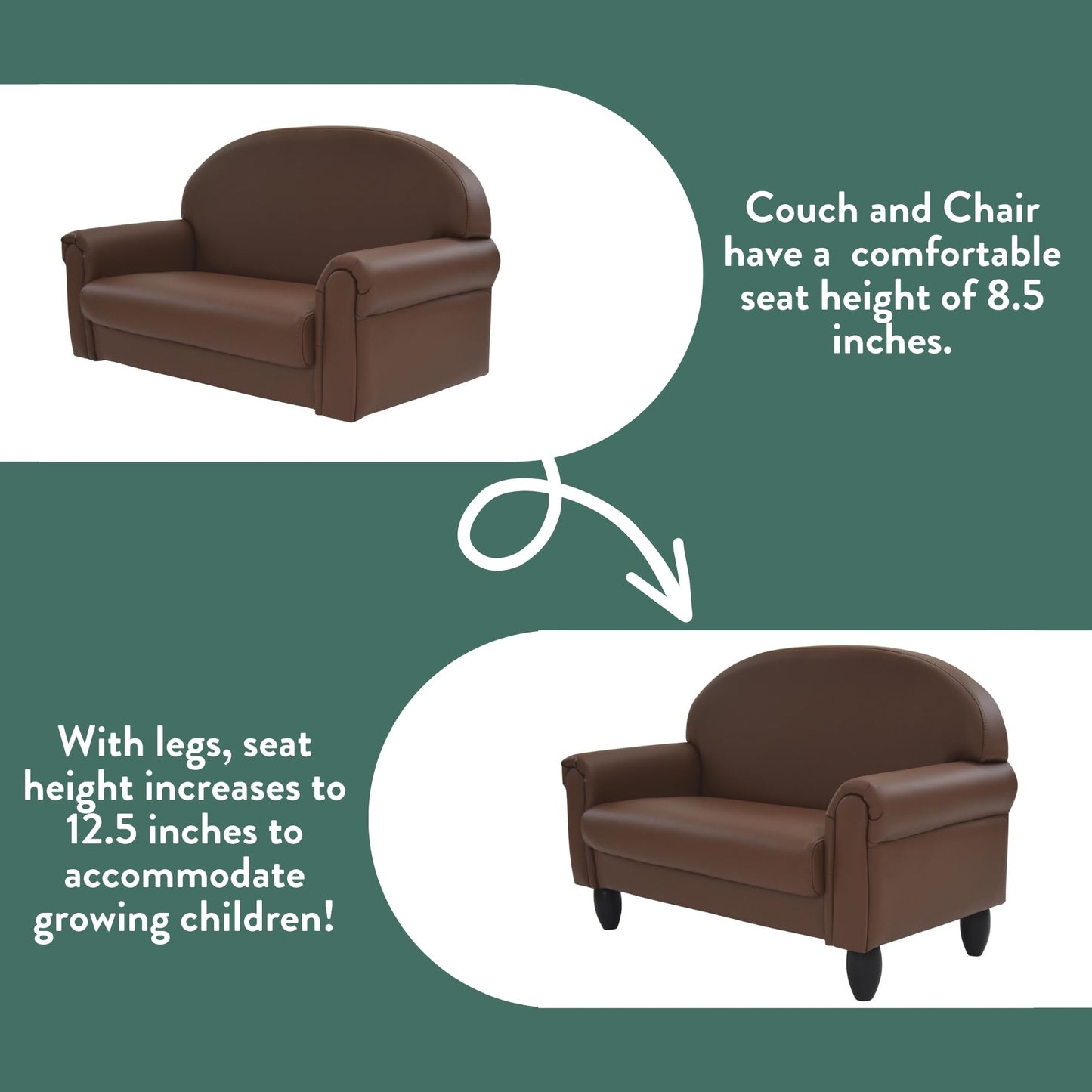 Children's Factory As We Grow Toddler Sofa, Flexible Seating for Daycare or Preschool, Kids Reading Couch, Playroom Furniture, Walnut
