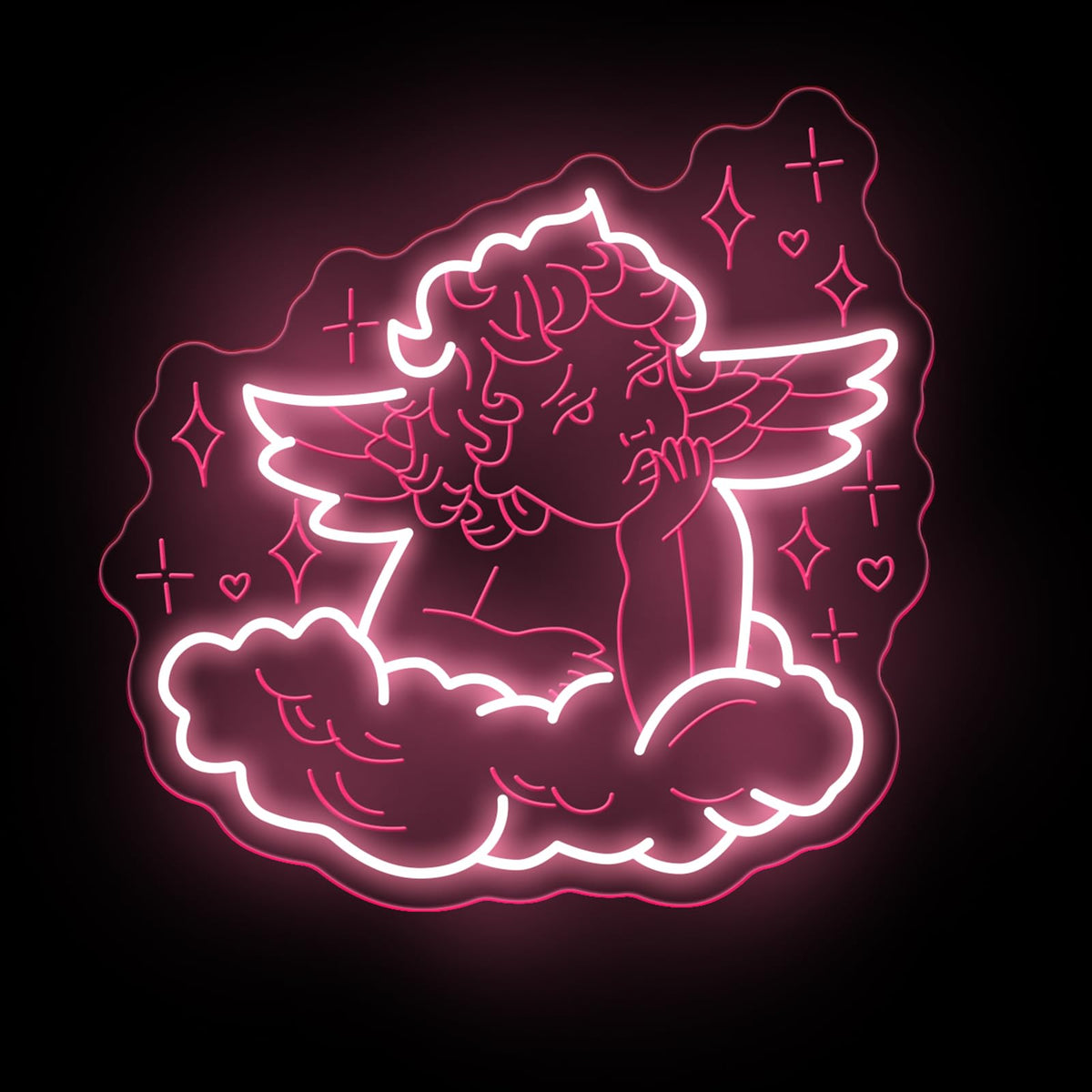 Cherub Neon Sign Valentine Cupid Arrow Neon Light Children's Bedroom Led Neon Lights for Light Up Signs for Nursery Baby welcome Ceremony Home Club Wedding Birthday Gender Reveal Party-13.4"