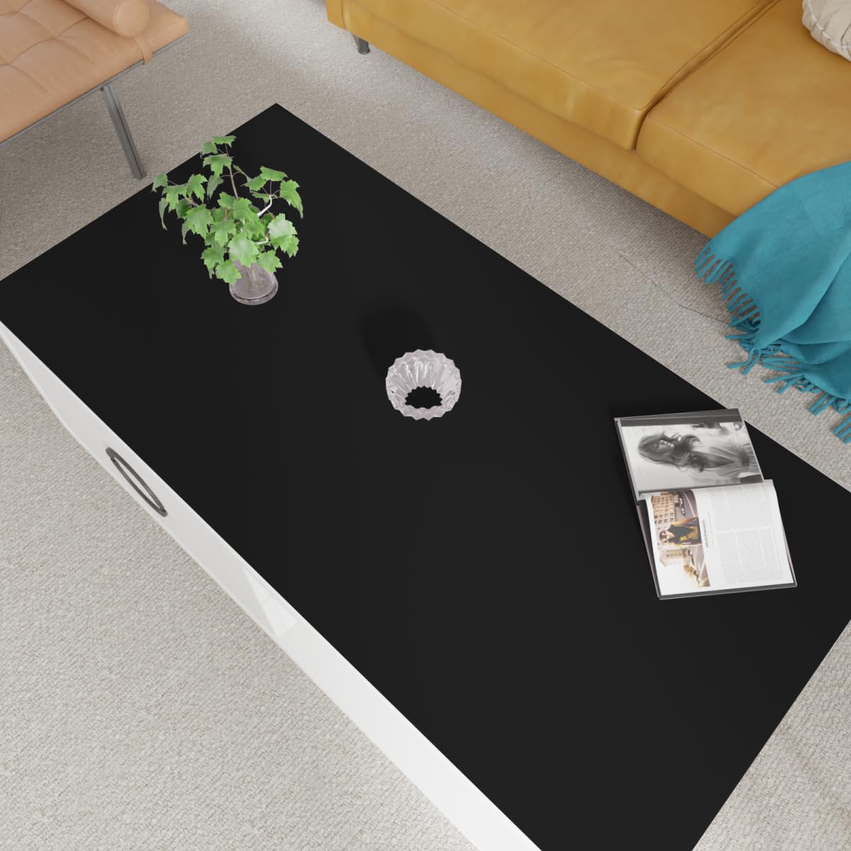Zinkooat Faux Leather Table Cover,1.8mm Thick,24x48 Inch Desk Cover,Large Desk Mat,Table Protector,Table Cover Protector,Table Protectors for Rectangle Tables(Black+Black,24x48)