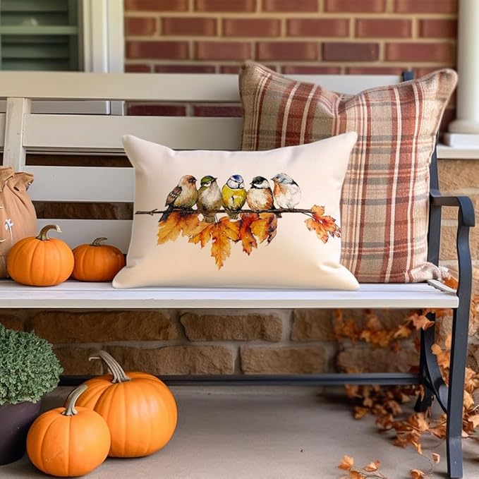 RABUSOFA Fall Outdoor Pillow Covers 12x20 Inch Waterproof Outdoor Thanksgiving