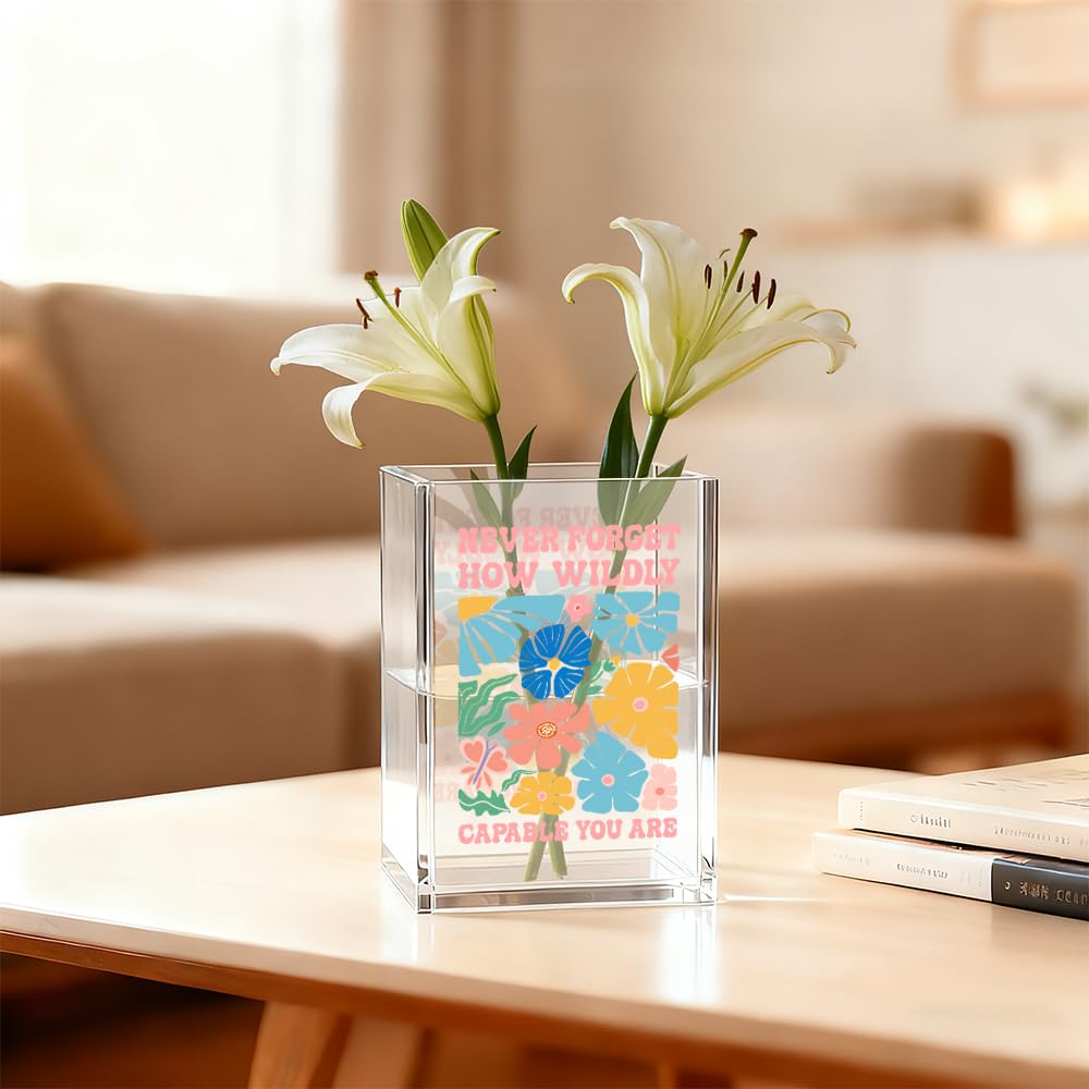 Gkodw How Wildly Capable You Are Acrylic Cosmetic Organizer Pen Holder, Mental Health Desk Storage Accessory for Pencil, Inspirational Office Gifts for Coworker Leader Director Boss Bestie