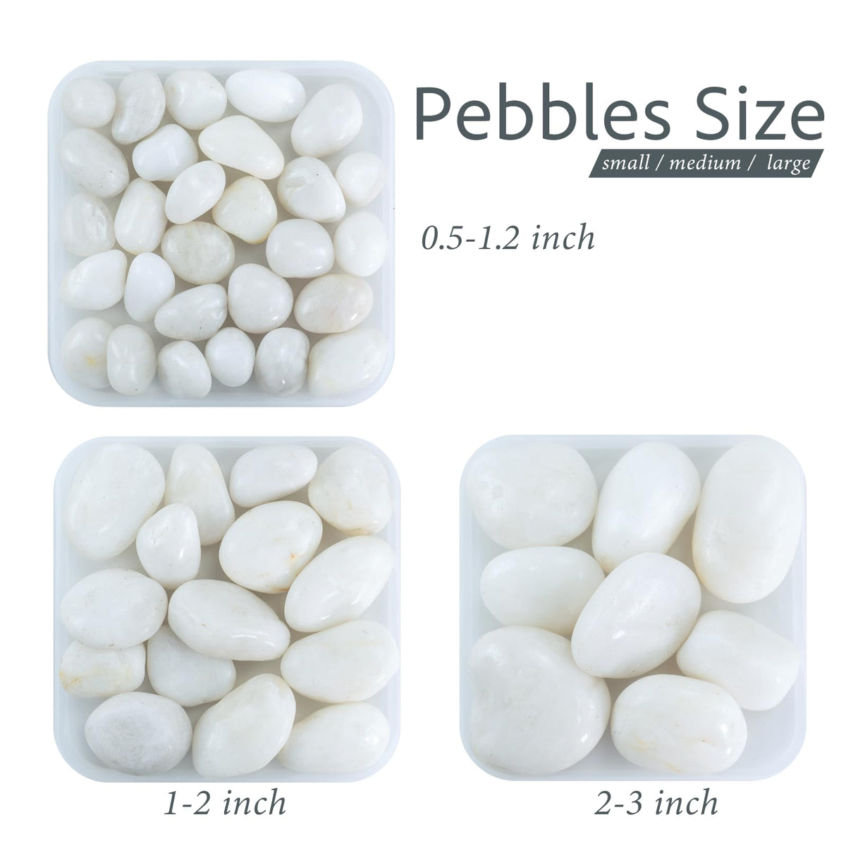 GreenVibe Large Pebbles for Plants, 5lbs White Pebbles 2-3 Inch Decorative River Rocks for Indoor Planters, High Polished Stones for Vase Filler Fish Tank Landscaping Garden
