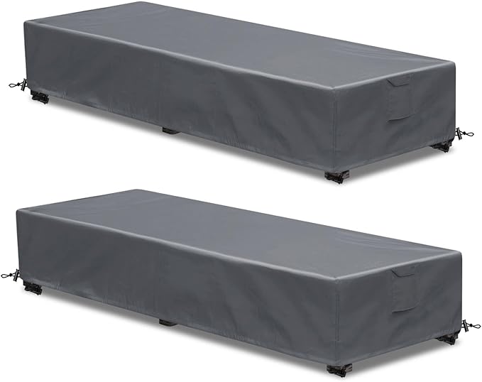 Waterproof Patio Lounge Chair Cover 2 Pack Outdoor Chaise Lounge Covers 600D
