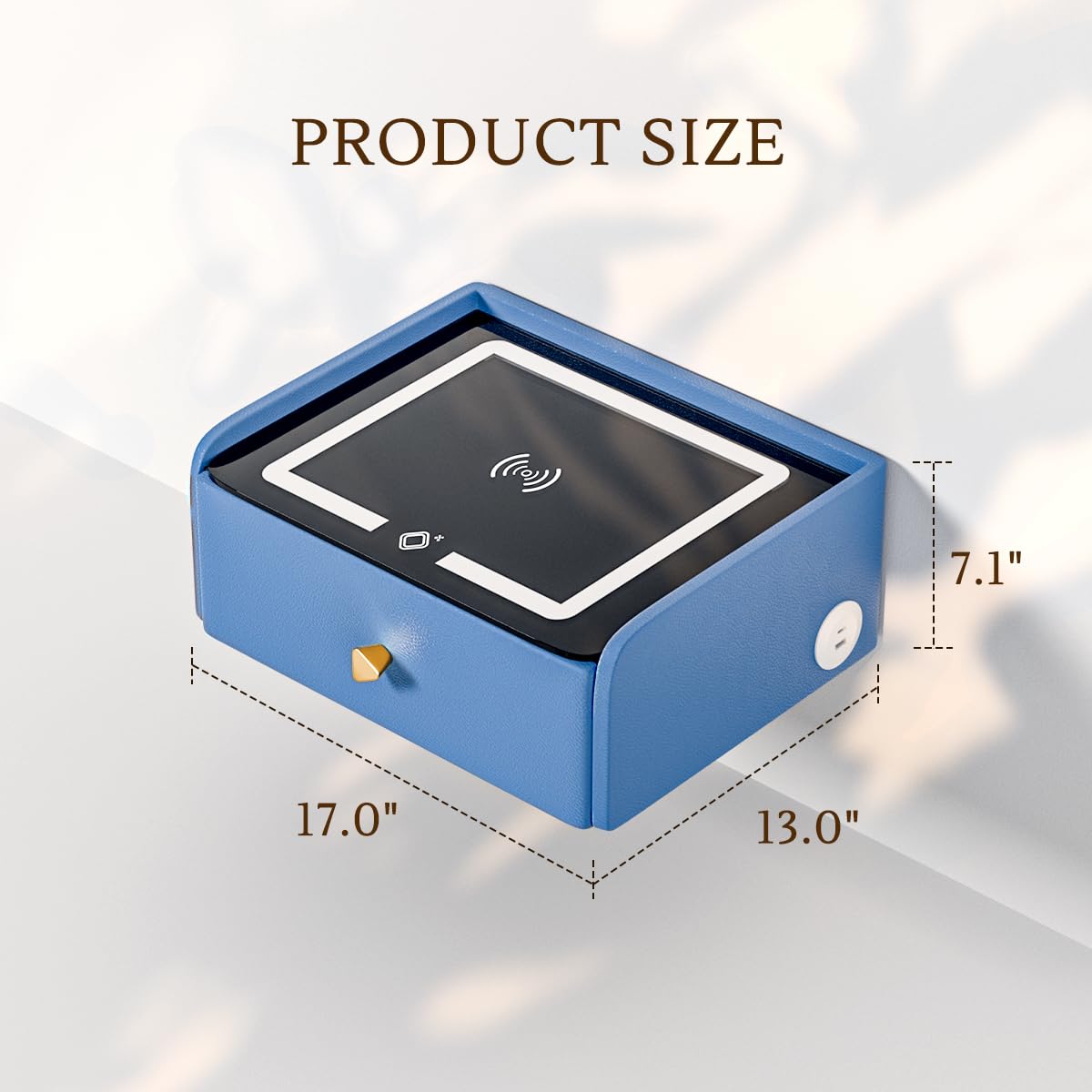 HOMEMORE Floating Nightstand with Charging Station Bedside Table LED Smart Bedside Table Wall Mounted Nightstand Blue