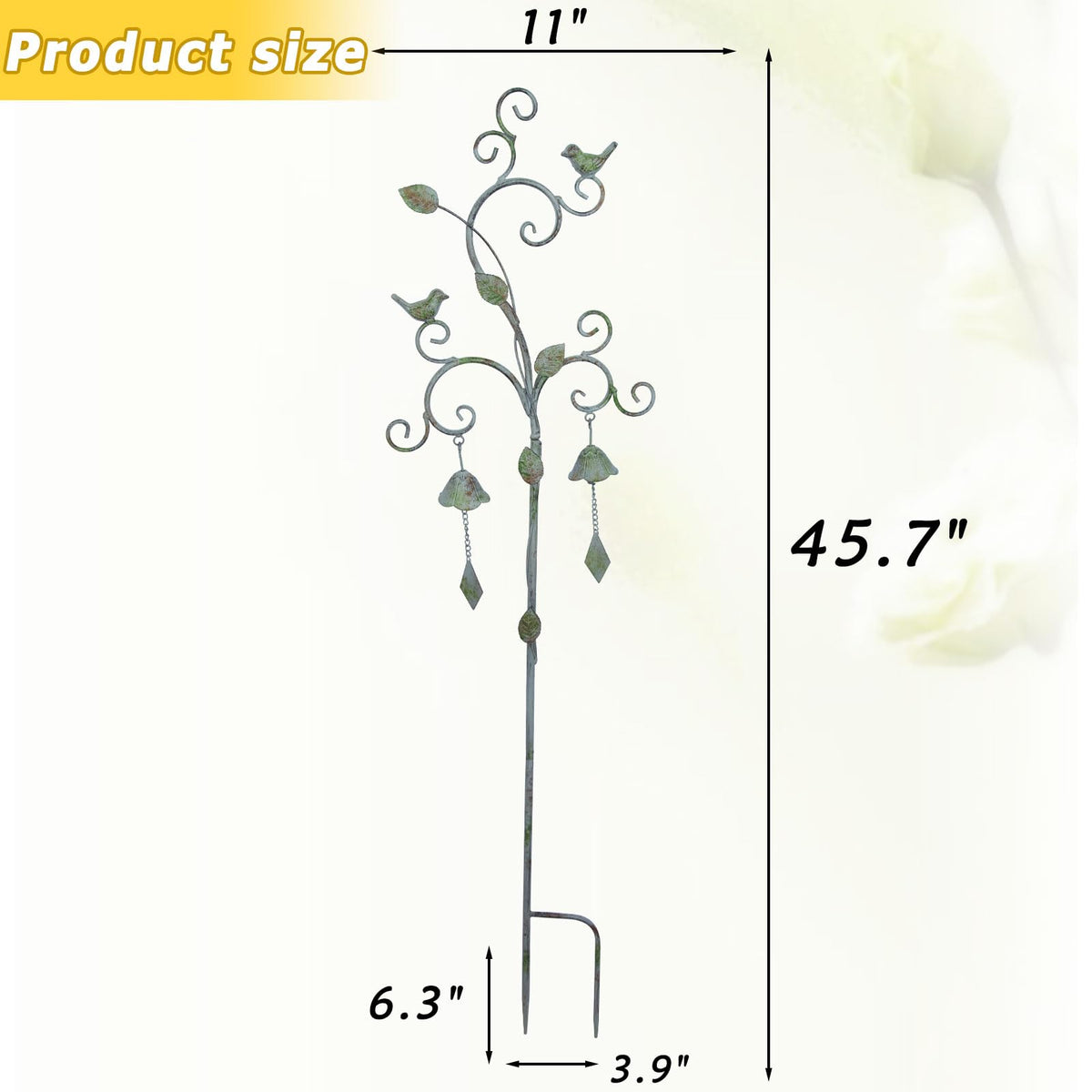 Decorative Garden Stakes for Outside,Metal Outdoor Garden Decor with Bells