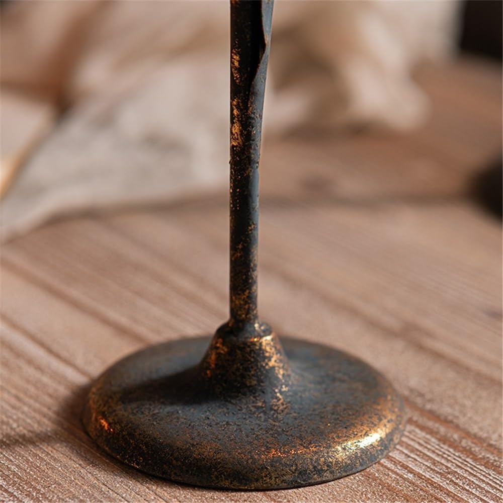 YUHUAWF Candle Holderss Retro Old Wrought Iron Candlestick Ornaments for Coffee Shops, Hotels, Dining Tables Decorative Candlestick(Small)
