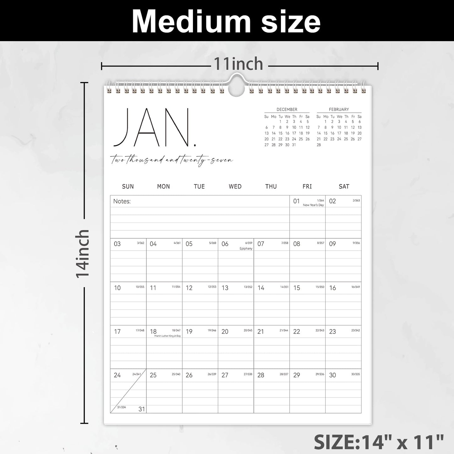 Guasslee Wall Calendar 2026-2027, Vertical Calendar Wall 2026, Jun. 2026-Dec. 2027, 19-Month Paper Calendar Spiral Bound, Monthly Planner Wall for Office School Home Easy Organizing, 14” X 11”