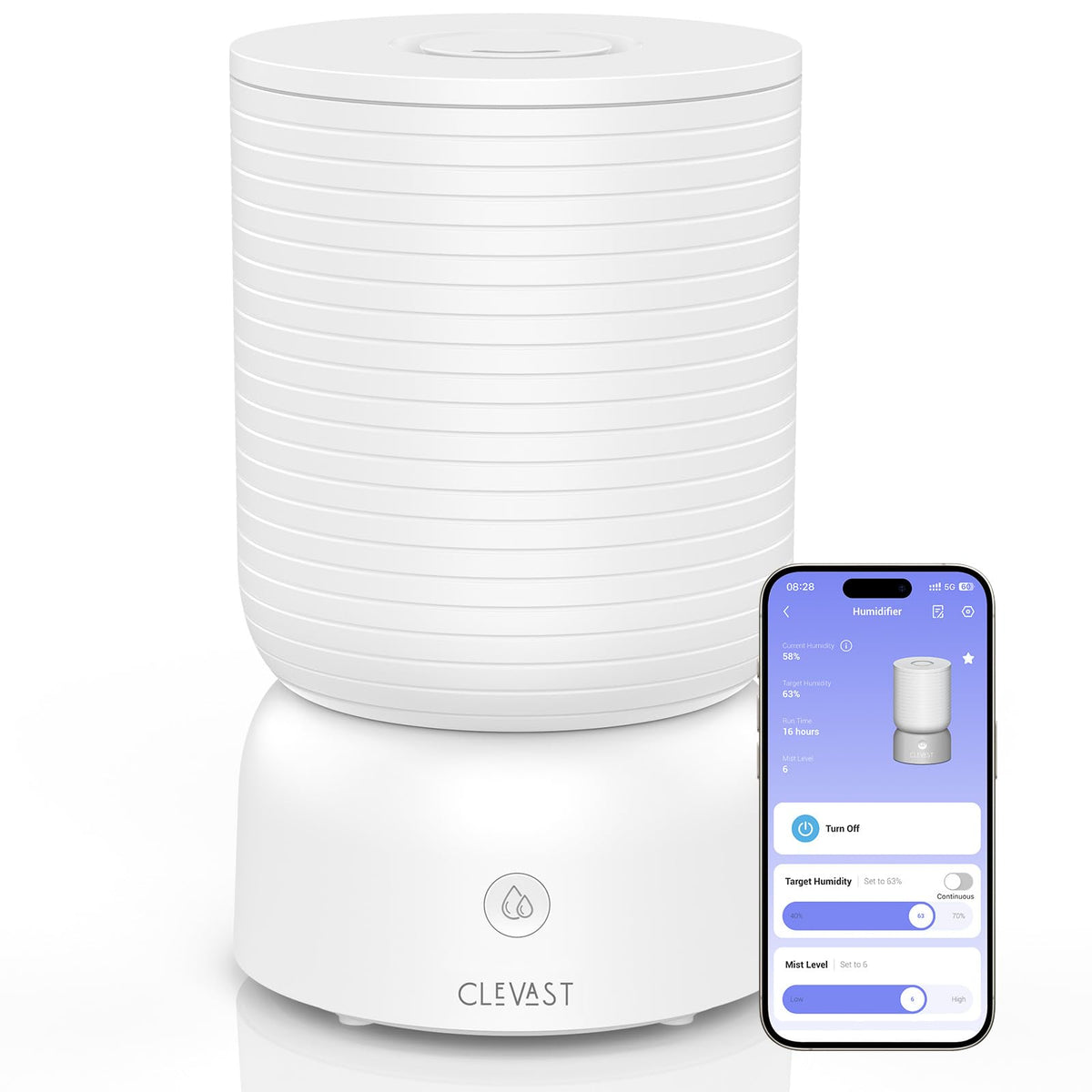 CLEVAST Humidifiers for Bedroom - Smart 1 Gal Cool Mist Top Fill Humidifier with Essential Oil Diffuser, Quiet Operation for Baby Nursery, Home, Office, Room, Compatible with Alexa/Google Assistant