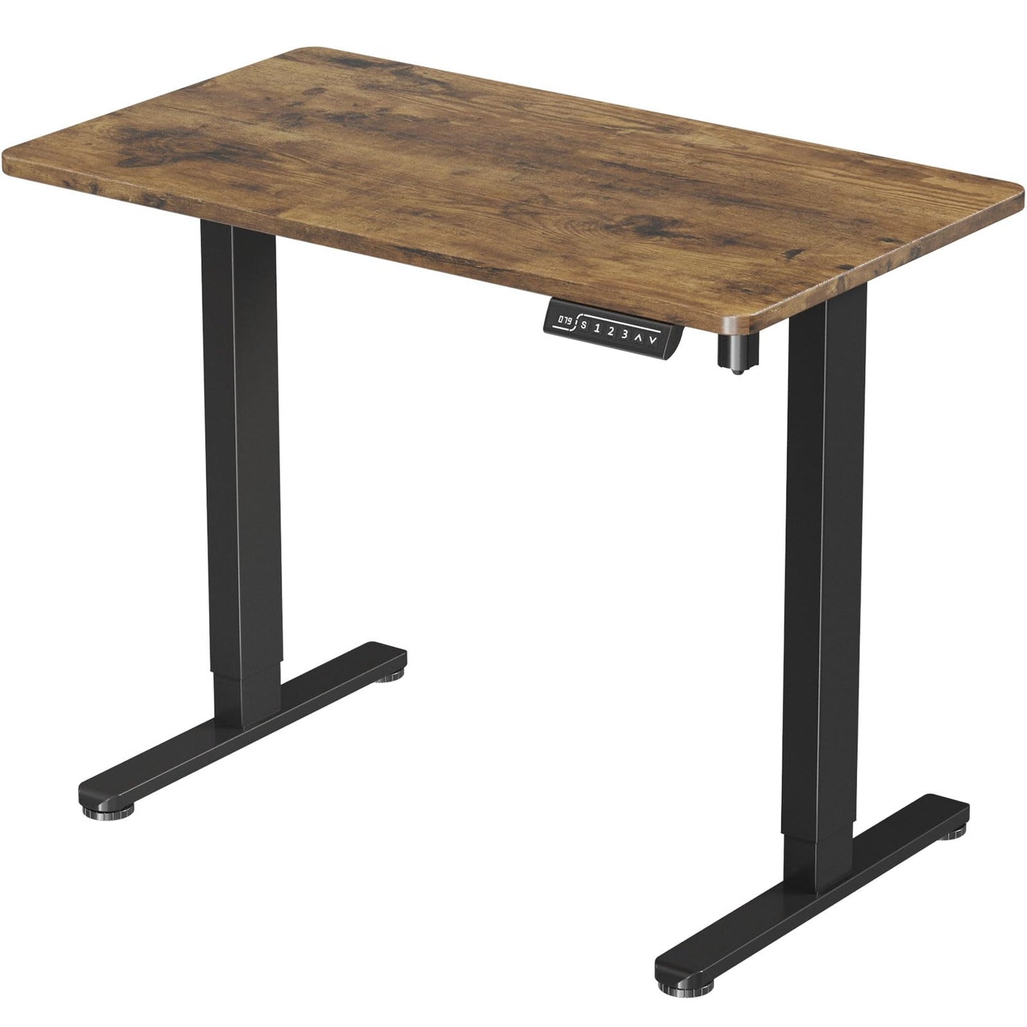 JOY worker Small Electric Standing Desk, 35" x 20" Whole Piece Height Adjustable Desk with Memory Controller, Sit to Stand Desk Workstation for Home Office, Rustic Brown