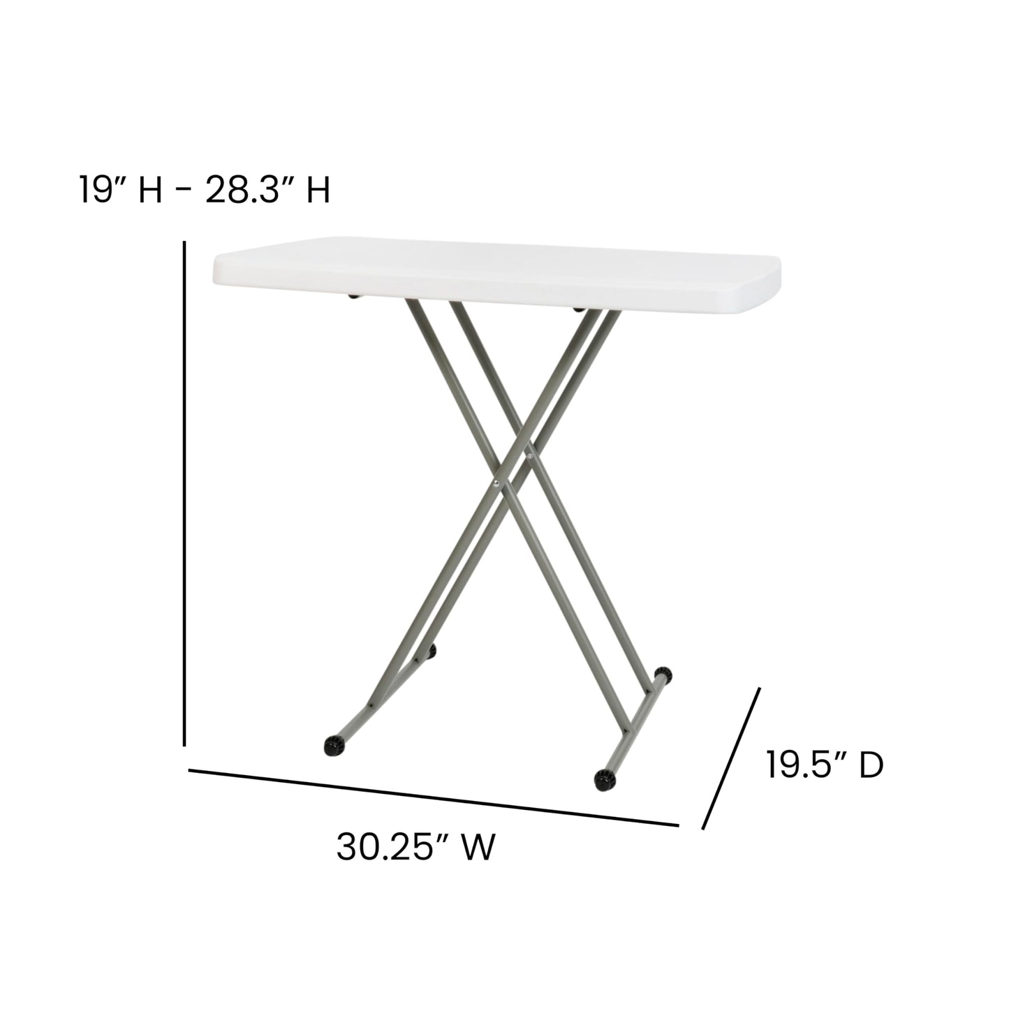Flash Furniture Elon Folding Table - Granite White - Height Adjustable - 30 Inch - TV Tray - Commercial Grade Laptop Table